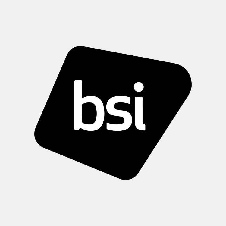 BSI logo displayed on a black background.