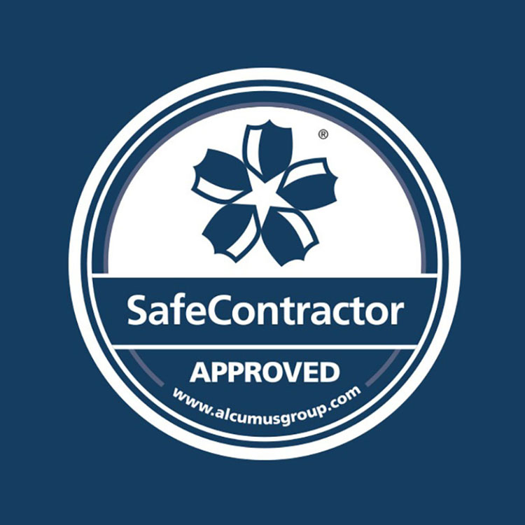 SafeContractor Approved logo displayed on a dark blue background.